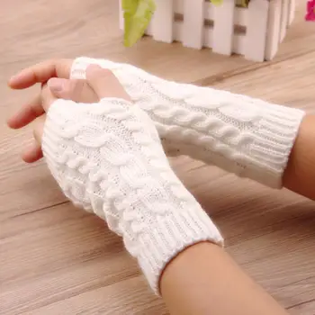 Дамски Модни Топли Зимни Ръкавици За Ръце, Възли На Една Кука Ръкавици От Изкуствена Вълна, Топли Ръкавици Без Пръсти, Дамски Ръкавици Gants Femme, A570