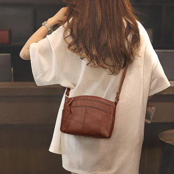 Дамски чанта през рамо за подарък от телешка Кожа с Множество джобове, Дамски чанти-месинджър на рамото, реколта прости дизайнерски Чанти