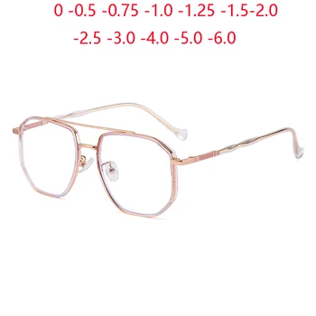 Двоен Лъч Синя Светлина, Блокиране на Късогледство, Очила По Рецепта, Дамски Очила с Големи Рамки, Полигональные Очила за Късогледство от 0 -0,5 -0,75 До -6,0