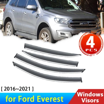Дефлектори за Ford Everest 2 II U375 UA 2016 ~ 2021 2017 Аксесоари Автомобилни Странични Прозорец Очила за Защита от Дъжд и за Вежди Козирка на Предното стъкло