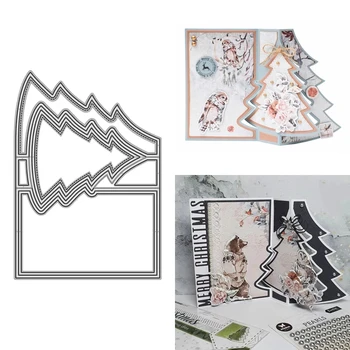 Дърво Сгъваем 2 Метални Режещи Печати за DIY Албум за Scrapbooking Декоративни Изделия Полагане на Хартиени Картички Производство