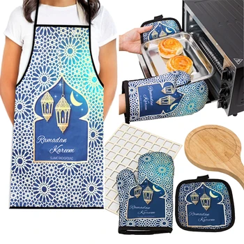 Ейд Мубарак Срещу Печене кухненски ръкавици За Барбекю на Кухненската престилка честит празник Айд Ал-Адха Мюсюлмански Ислямски Рамадан Карим вечерни украса на подарък