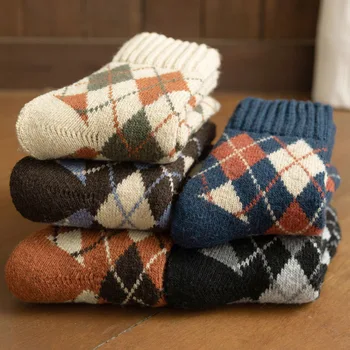 Есенно-Зимни Изолирана от Дамски Чорапи С Пискюл, Вълнени Чорапи с Мрежа под формата на Диамант, Дизайнерски Чорапи Kawaii, Корейски Чорапи в стил Харадзюку