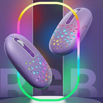 Желе Гребен LED Безжична Мишка Промяна на Цветовете на Компютъра PC USB Мишка с Клетъчна Обвивка Акумулаторни Тънки Мишка За Лаптоп