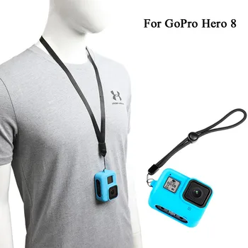За Gopro 8 Силиконов Калъф Hero 8 Черен Калъф за Спортна камера със Защита от Падане с Каишка на Китката, за да go pro hero8 Аксесоари