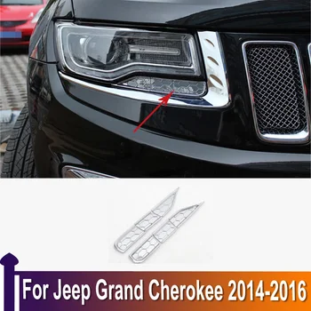 За Jeep Grand Cherokee 2014 2015 2016 ABS Хромирана Автомобилна Предни Главоболие Светлина, Лампа, Спрей, Шапка, Подстригване, Качулки на Фаровете, Стикер За Подреждане