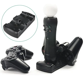 За Playstation 3 Контролер зарядно устройство ще захранване на Зарядно устройство за Sony PS3/MOVE Геймпад Поставка за Зарядно Устройство 2 в 1 на База на Led Светлинен Индикатор