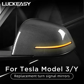 За Tesla, Модел 3 Y 2022 Замяна на Капака на Огледалото за Обратно виждане LED Поворотник Огледало за Обратно виждане във формата На Миди Аксесоари За Модификация на автомобила