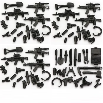 Заключване на MOC Военно Оръжие Автомат Серия Строителни Блокове Тухли Играчки За Деца Градски Специалните Полицейски Пистолет Пакет Армейските Аксесоари WW2
