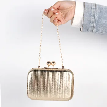Златна Дизайнерска Чанта, Луксозни Летни Чанти за Жени, Малък Елегантен Клатч от Изкуствена Кожа, Лъскави Модни Чанти през Рамо, Mujer на Едро
