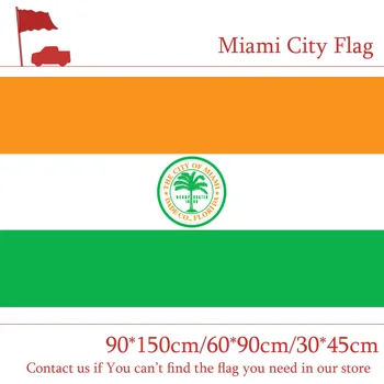Знаме на град Маями 3x5ft Обичай 100d Полиестер 30*45 см Кола Флаг 90*150 см 60*90 см Флаг