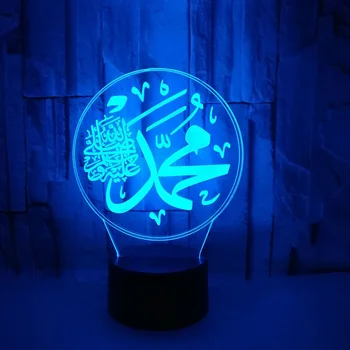 Ислямска Модел Мохамед 3D лека нощ С едно Докосване на Ключа 7 цвята, Led Настолна Лампа, Детски Спален Начало Декор