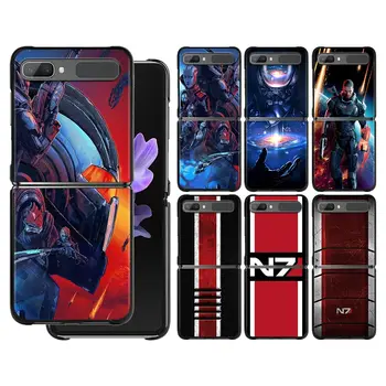 Калъф за мобилен телефон За Samsung Galaxy Z Flip3 5G Делото Калъфи за Samsung Z Flip4 Калъф за КОМПЮТЪР със здрав корпус, N7 Mass Effect