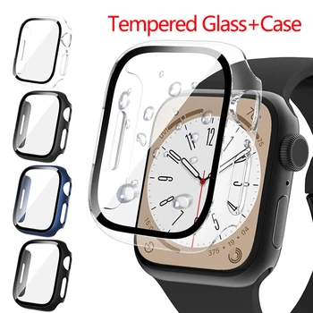 Калъф от закалено стъкло За Apple Watch Series 8 45 мм 41 мм и Защитно покритие на Екрана, За да iWatch Series 7 8 45 мм 41 мм Аксесоари за корпуса на