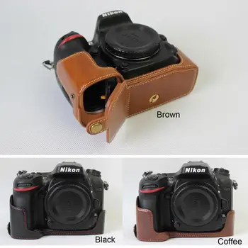 Калъф От Изкуствена Кожа с Гледки Дъно Версия на Защитно покритие на Половината от Корпуса База За Nikon D7100 D7200 D500 D3200 D3100 D3400 D7500 D810