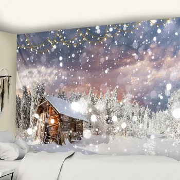 Коледна Украса Приказка Коледно Дърво Гоблен Нова Година Стенни Гоблени Кошмарен Хипи Естетичен Интериор На Стаята