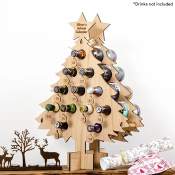 Коледно Дърво За Вино Багажник Коледна Украса Дървена Коледно Дърво Адвент Календар На Притежателя На Бутилки За Парфюми Подаръци