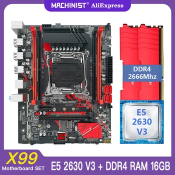 Комплект дънната платка MACHINIST X99 с процесор Xeon E5 2630 V3 DDR4 16 GB (2*8 GB) 2666 Mhz оперативна памет LGA 2011-3 Комплект M-ATX Nvme m.2 X99-RS 9