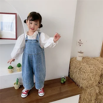 Корейски стил, Пролетни Детски Дънкови Панталони Големи Размери, с Широки Штанинами, Детски Дрехи, Свободни Разнообразни Ежедневни Панталони За Момичета и Момчета