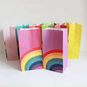 Крафт-хартия с Преливащи се цветове Хранителни Пакети За Предложения на Децата за рождения Ден На Чанта За 