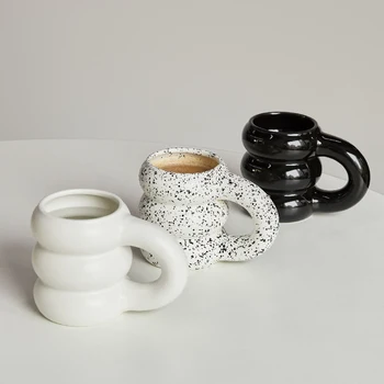 Креативна Чаша За Вода Керамична Чаша Скандинавските Чаши за Кафе с Голяма Дръжка Цветна Керамика Големи Чаши За Сок