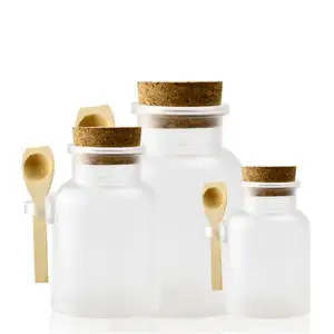Кръгла козметична е штейновая corkboard банка бутилка за соли за вана контейнер за съхранение на хранителни продукти множество бутилка с дървена лъжица