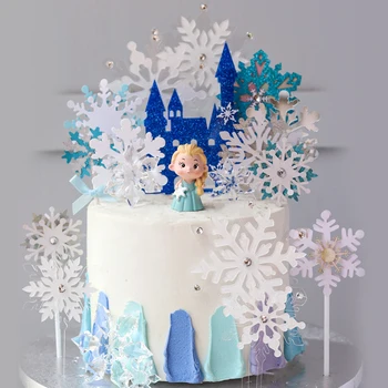 Ледената Принцеса Cupcake Топперы Кралицата На Коледа Снежинка Торта Топперы Децата На Честит Рожден Ден Торта Декор Детски Душ Сватба
