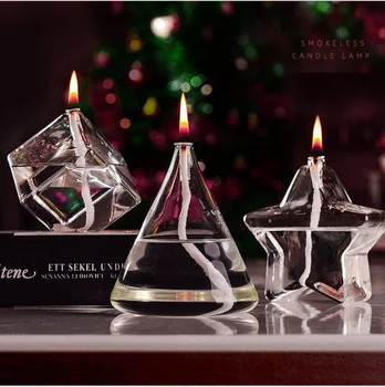 Малка Стъклена Маслена лампа, Комплект от 3 Стъклени художествени Свещи, Газови Лампи, Декорация на Хола, Украса за Деня на Благодарността, Романтична Нощна Лампа