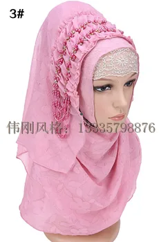 Модерен дизайн, висококачествени шифоновая бродерия, турски хиджаб с мъниста, забрадка в истамическом стил, мюсюлманин. → за жени, 8 цвята