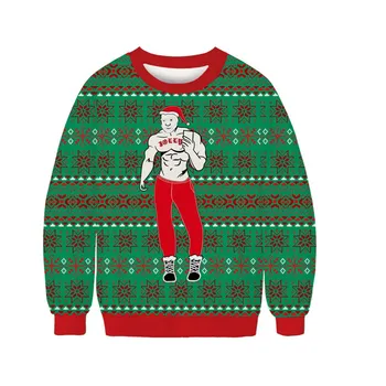 Мъже, Жени Дядо Грозен Коледен Пуловер 3D Забавен Печатни Коледен Пуловер Пуловер Есен Зима Празнични Коледни Скок Върховете