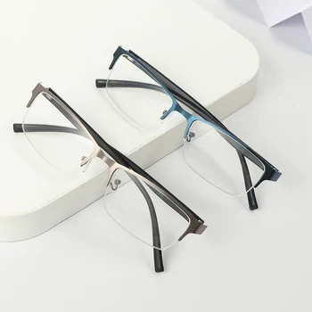 Мъжки Полукадровые Бизнес Очила за късогледство, Реколта Метални Очила за Защита на очите, Ультралегкие Очила за Грижа за зрението -100 ~ -600 диоптъра