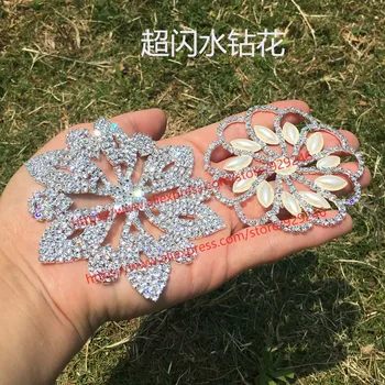 необичайна кръгла перлена апликация във формата на кристално цвете за младоженци, лъскава прозрачна апликация от страз за рокля, деликатно цвете от страз