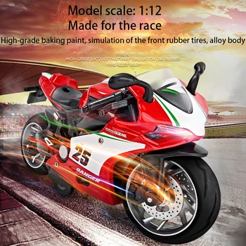 Нов 1:12 Червен Ducati Назад към Силата, Рафтинг Модел Мотор със Светлини Стръмни Метални Играчки Сплав Материал на Каросерията Състезателна Серия