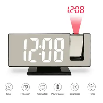 Нов 3D Проектор Будилник С Повторение, по-Големи LED Огледално Часовници, Дисплей на Температурата, Автоматично, Яркост, Нощни Часове За Спални