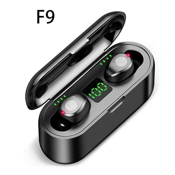 нов F9 TWS Led Сензорен безжични Bluetooth слушалки Стерео шумоподавляющий слушалка със зарядно калъф 2000 mah мобилен източник на захранване