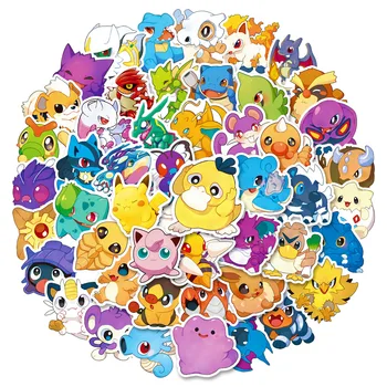 Нова 50 Q версия на Pikachu домашен Любимец Елф Графити, Анимация Pokemon Eevee Стикер за Лаптоп Китара Чаша Количка за Водоустойчив Калъф