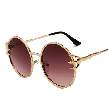 Нови Дизайнерски Слънчеви Очила с Нокти За Мъже и Жени, Модни Слънчеви Очила в ретро стил, Кръгли Метални Слънчеви Очила Унисекс UV400 Oculos de Sol