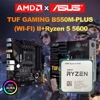 Новият процесор на AMD Ryzen 5 Процесор 5600 Игра процесор R5 5600 Гнездо AM4 DDR4 Процесор AMD Ryzen + ASUS Нова дънна Платка TUF B550M PLUS WIFI II