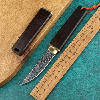 Нож с фиксирано острие от дамасской стомана VG10, EDC, за Самозащита, за Оцеляване, Къмпинг, Утилитарни, Ловен, Тактическо Оръжие