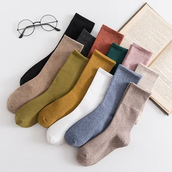 Обикновена чорапи ⅰ Средната тръба Възли Японски Корейски Свободни Дълги Чорапи Дамски Тъфтинг Ins Меки Модерен пролетно-есенните за момичета