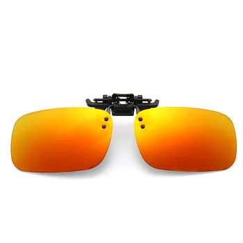 Огледални Сини Сгъваеми Слънчеви Очила с Клипсой за Риболов, Мъжки Квадратни Поляризирани Лещи, Метални Очила за Нощно Виждане За Шофиране, UV400, Дамски слънчеви Очила
