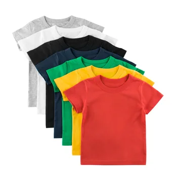 Однотонная тениска, проста детски дрехи от 2 до 8 години, лятна Удобна детска тениска, високо качество и прости тениски за Деца