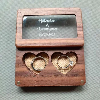 Персонални кутия от орехово дърво, Кутия за Годежни Пръстени, Дървена Кутия за Приносителя на Пръстените