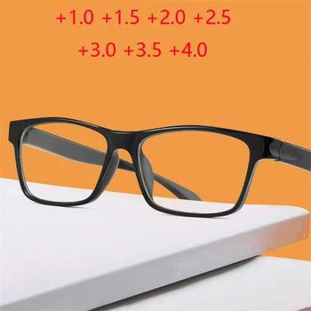 Полнокадровые квадратни очила за четене с блокиране на синя светлина За възрастните хора, пластмасови очила за далекогледство, мощност от +100 +150 до +400