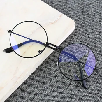 Реколта Прозрачни Очила В Кръгла Метална Рамка, Ултра-Леки, Чист Стил, Прозрачни Лещи, Слот Очила За Четене, За Защита На Очите