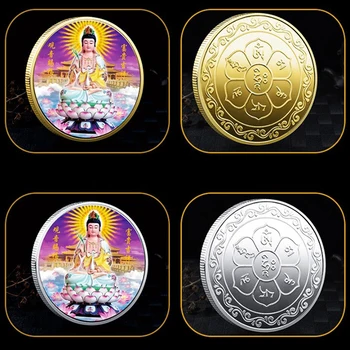 Религия Будизмът Позлатени Със Сребърно Покритие Възпоменателни Монети Статуя На Буда Гуаньинь Паметник Татхагаты Събиране На Подаръци За Късмет