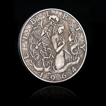 РЕПЛИКА 1964 Скелет и Ангел Скитник Монета Креативна Възпоменателна Монета Бижута, Монети Декорация на Дома