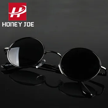 Ретро Реколта Кръгли Поляризирани Слънчеви Очила Мъжки Маркови Дизайнерски Слънчеви Очила Дамски Сплав Метална Дограма за Черни Лещи на Очила За Шофиране UV400