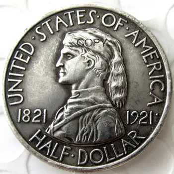 САЩ 1921 Мисури Айде Полудолларовая сребърно покритие Копирни Монета