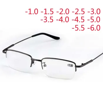 Сверхлегкая дограма с метално покритие, Очила за късогледство, мъжки Модни Очила в сиви рамки, Квадратни Очила за късогледство -1,0 -1,5 -2,0 До -6,0